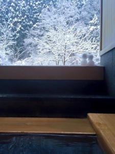 貸切露天風呂に作られていた雪だるま