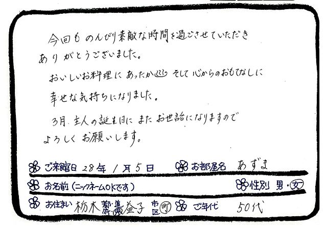 栃木県益子町のMさまご夫妻より